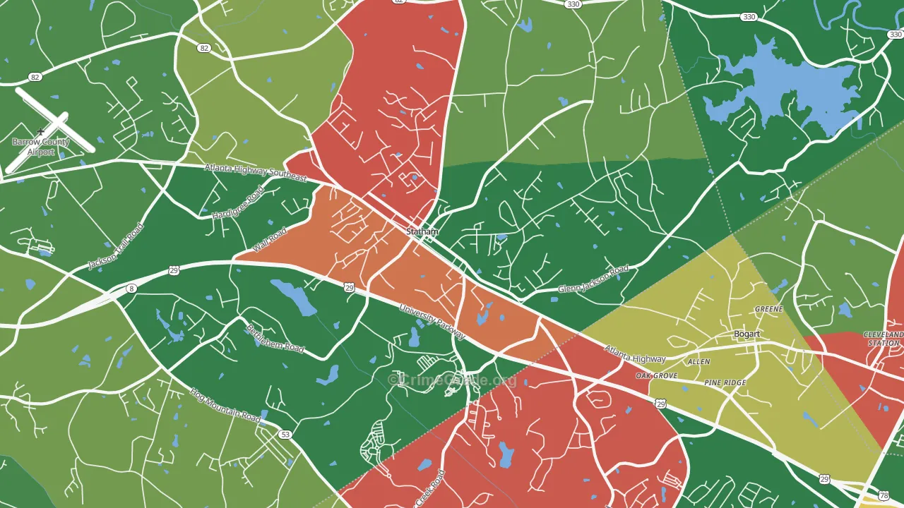 Statham, GA Map of Theft Rates