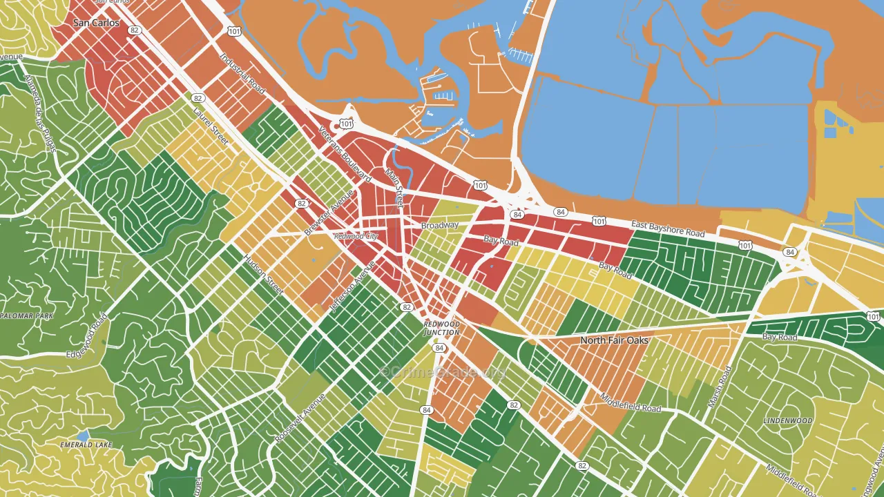 Staumbaugh Heller, Redwood City, CA Map of Theft Rates