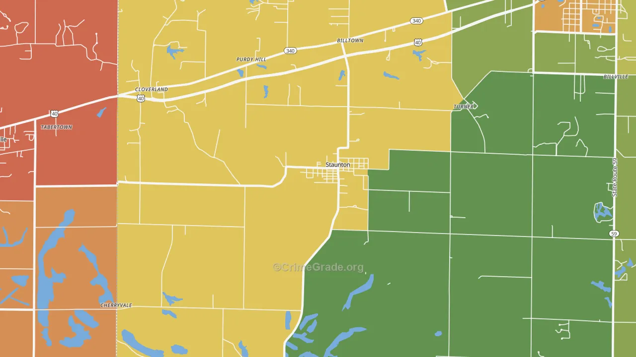 Staunton, IN Map of Theft Rates