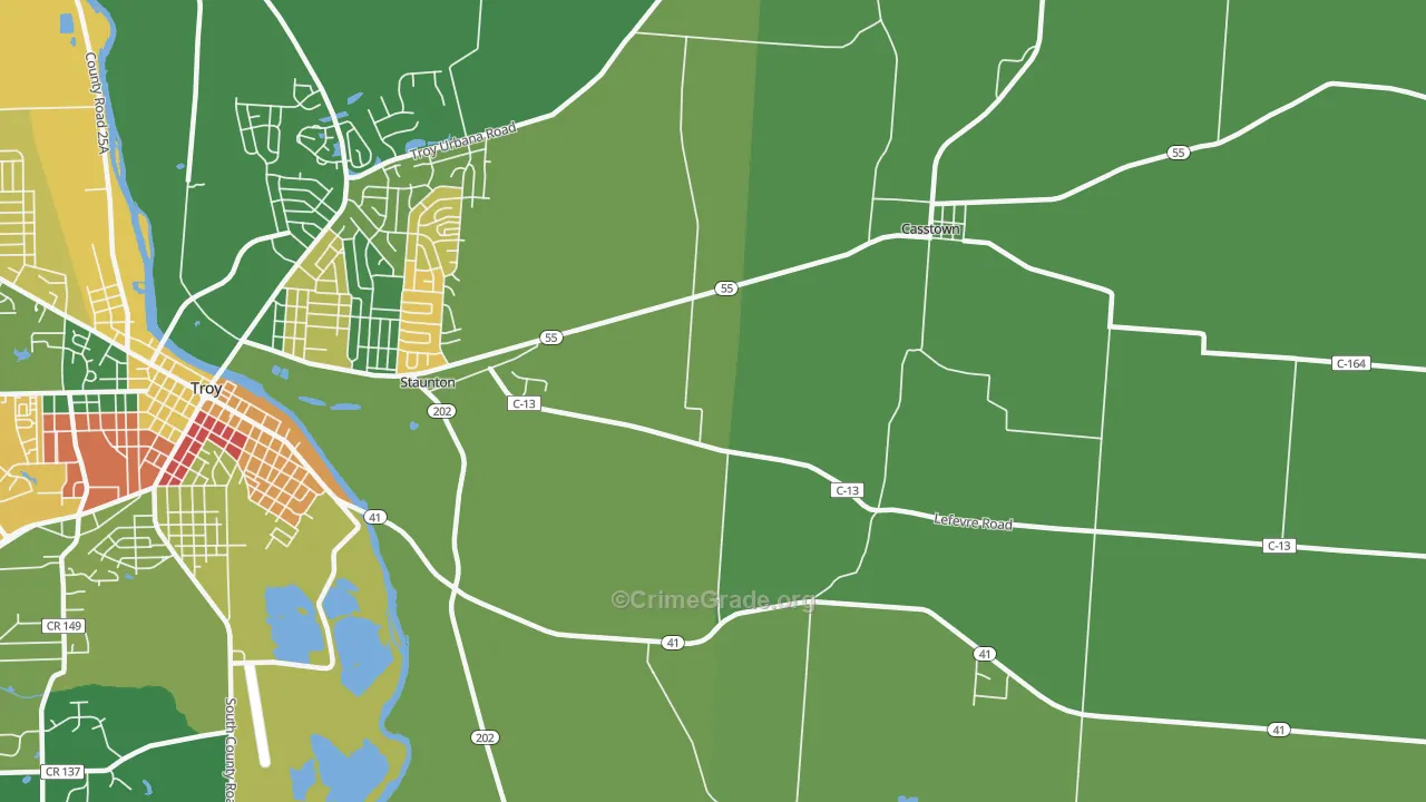 Staunton, OH Map of Theft Rates