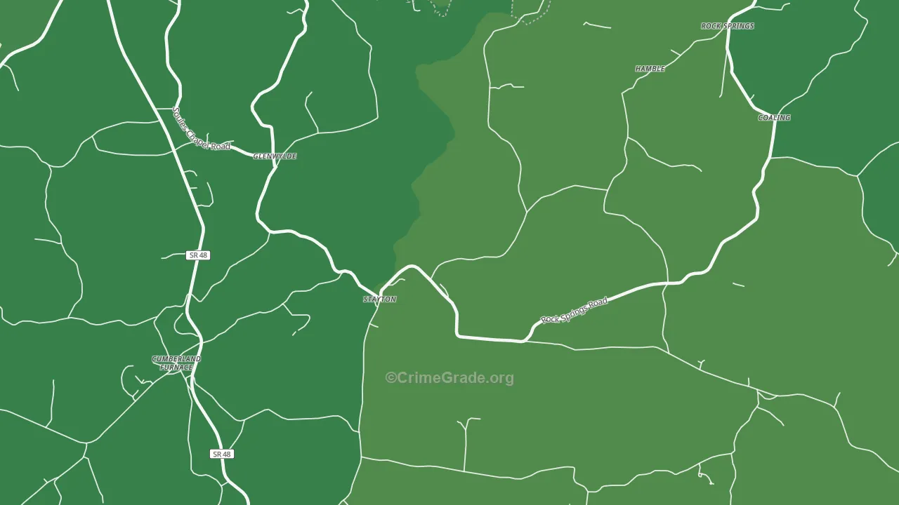 Stayton, TN Map of Theft Rates