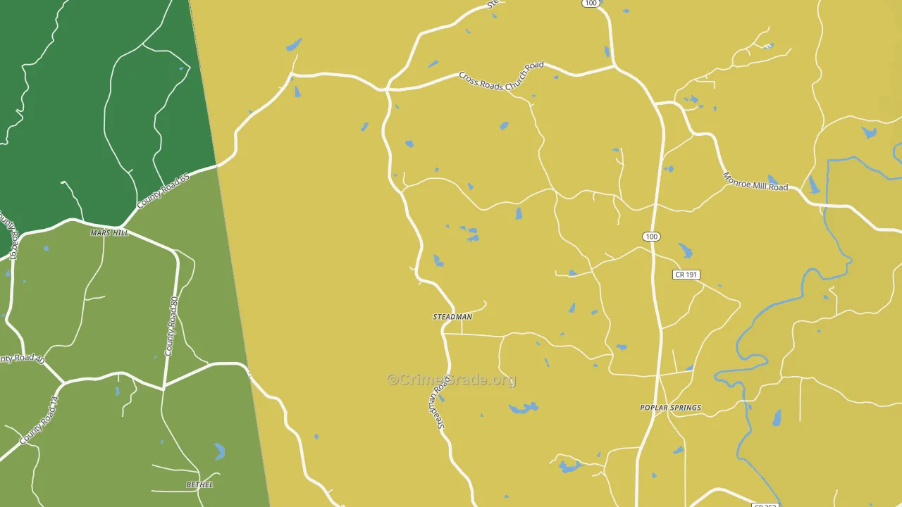 Steadman, GA Map of Theft Rates