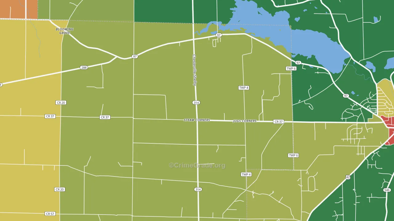Steam Corners, OH Map of Theft Rates