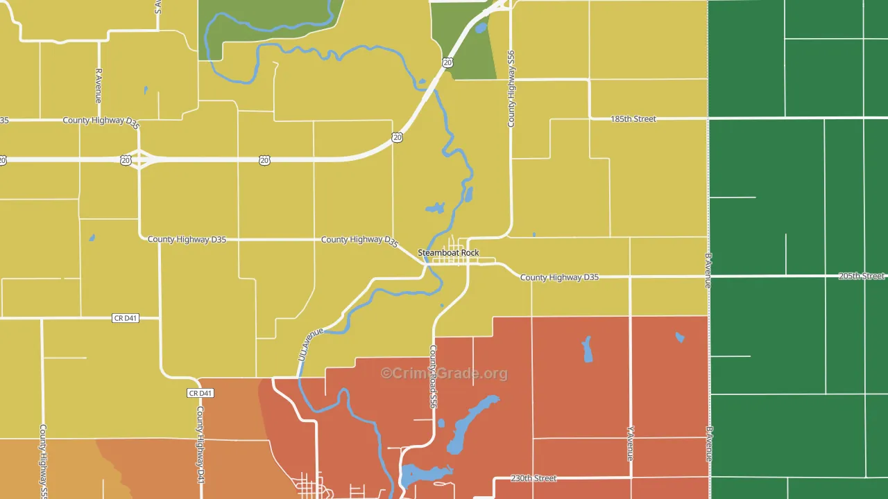 Steamboat Rock, IA Map of Theft Rates