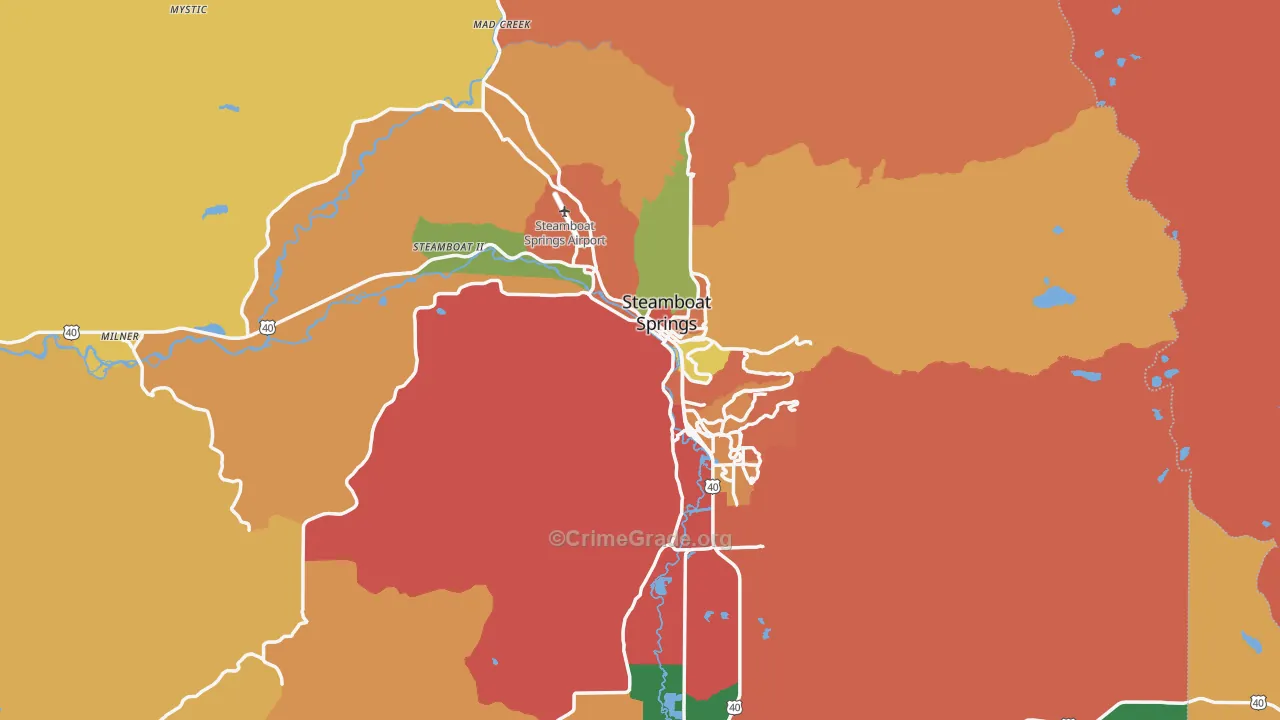 Steamboat Springs, CO Map of Theft Rates