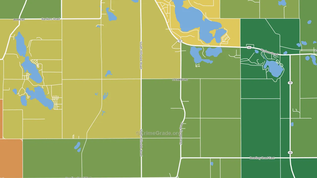 Steamburg, MI Map of Theft Rates