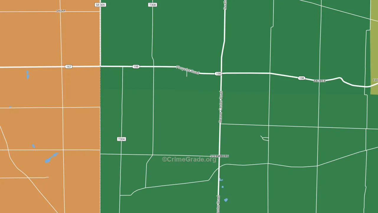 Steamburg, PA Map of Theft Rates