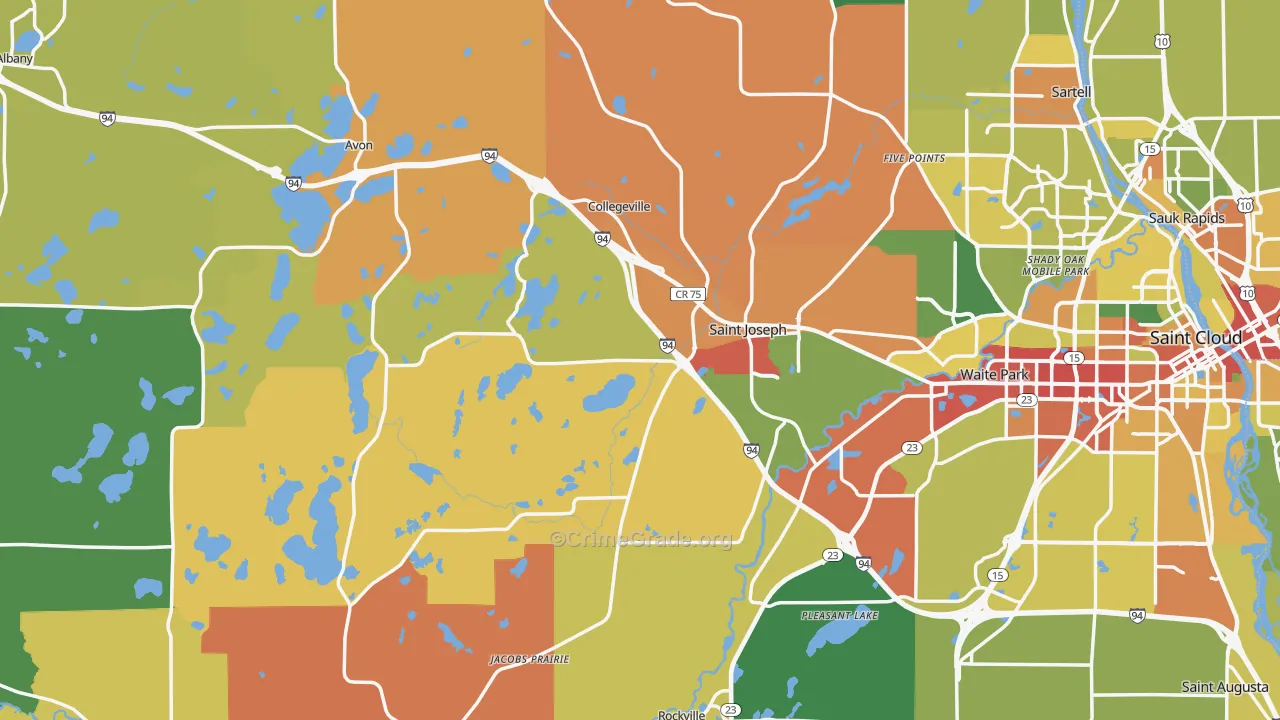 Stearns County, MN Map of Theft Rates