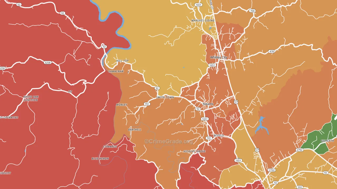 Stearns, KY Map of Theft Rates