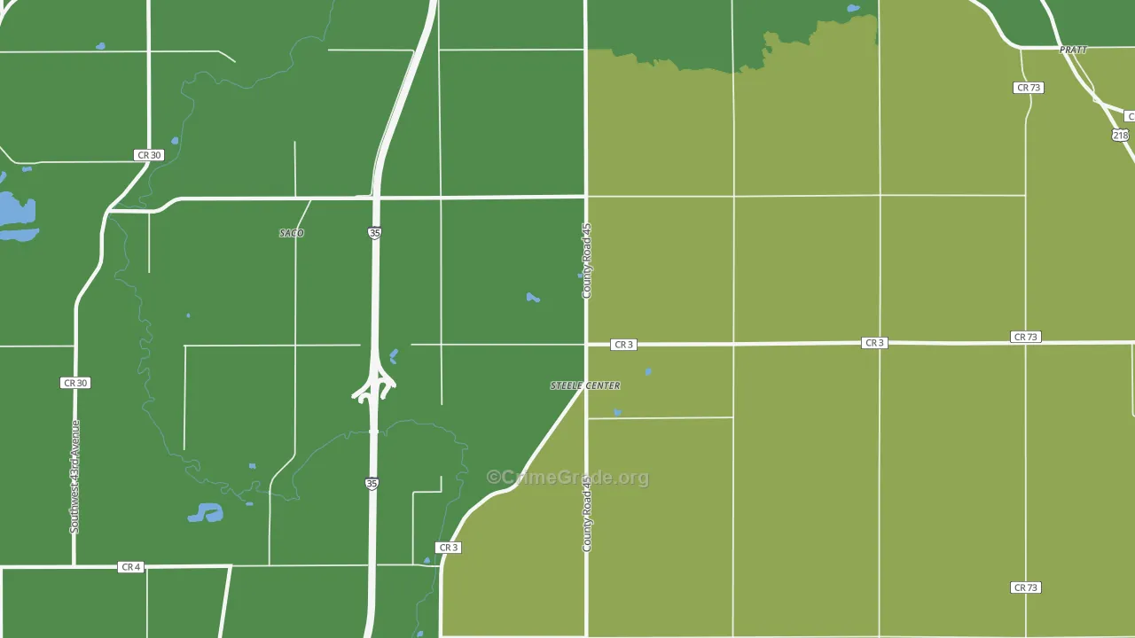 Steele Center, MN Map of Theft Rates