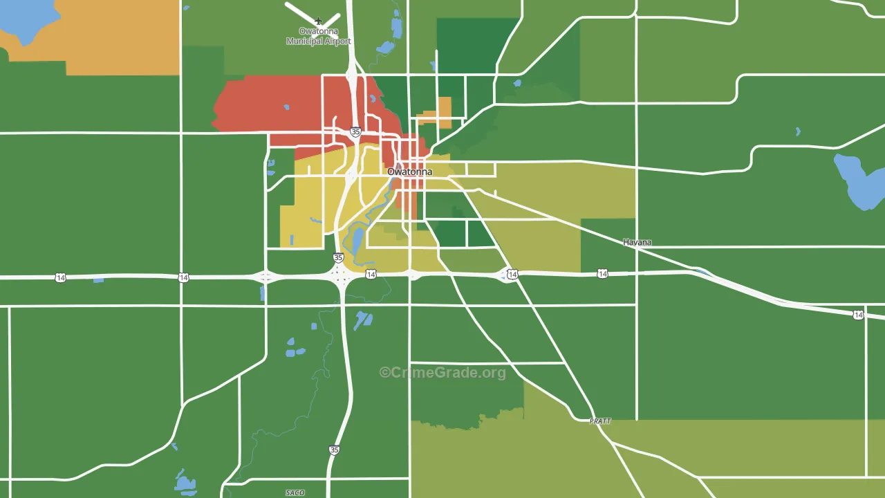 Steele County, MN Map of Theft Rates