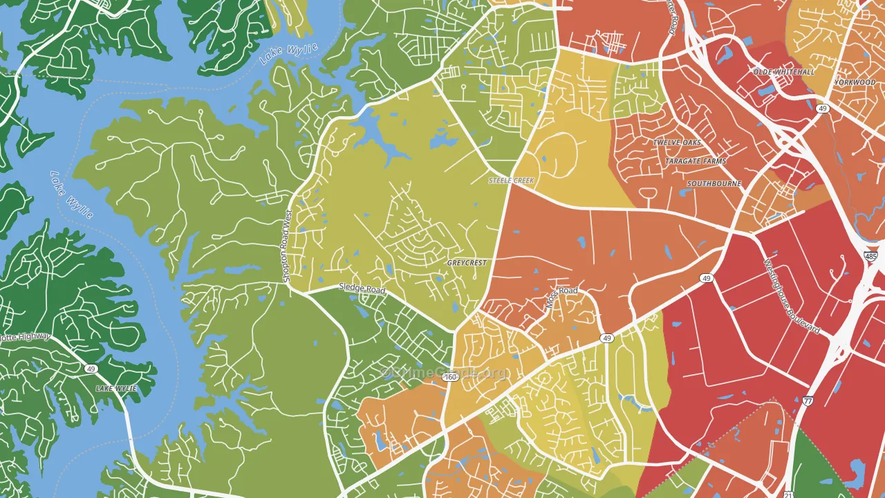 Steele Creek, Charlotte, NC Map of Theft Rates