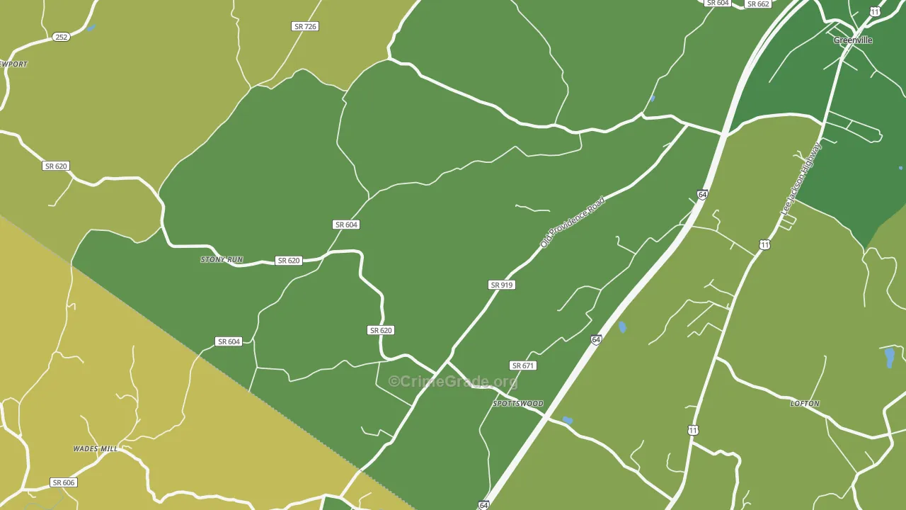 Steeles Tavern, VA Map of Theft Rates