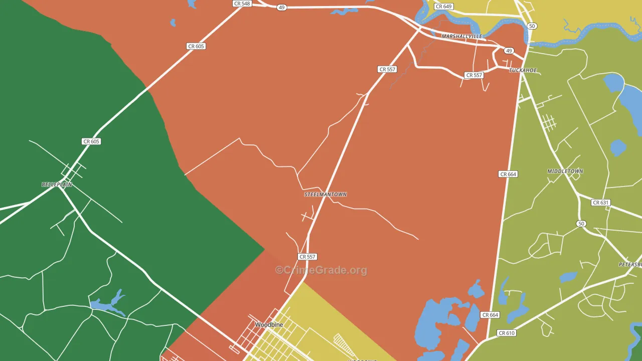 Steelmantown, NJ Map of Theft Rates