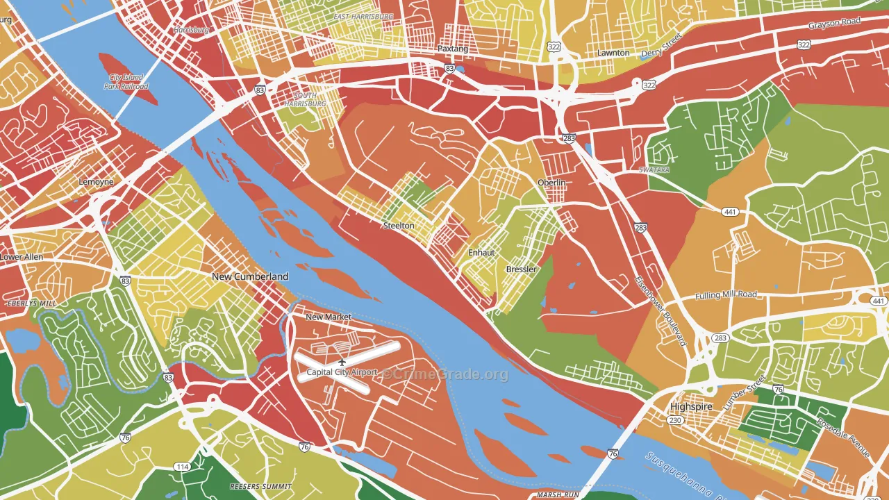 Steelton, PA Map of Theft Rates