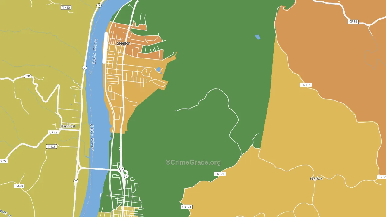 Steelton, WV Map of Theft Rates