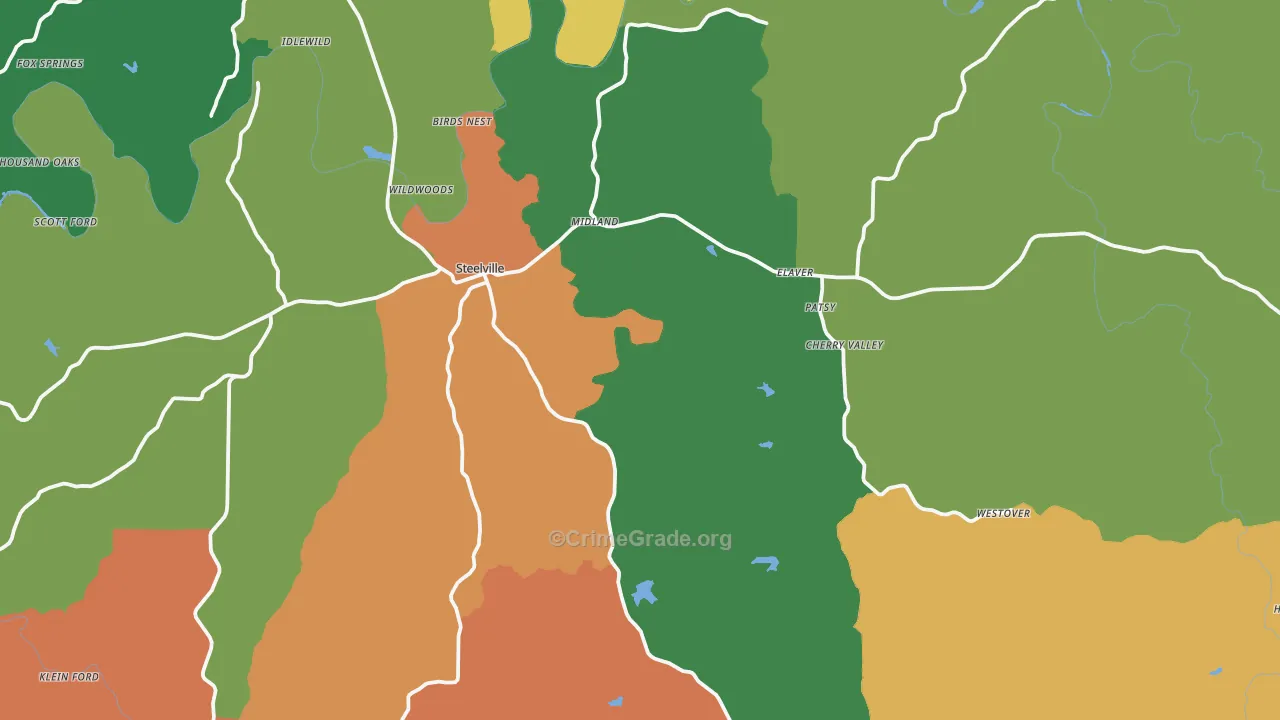 Steelville, MO Map of Theft Rates