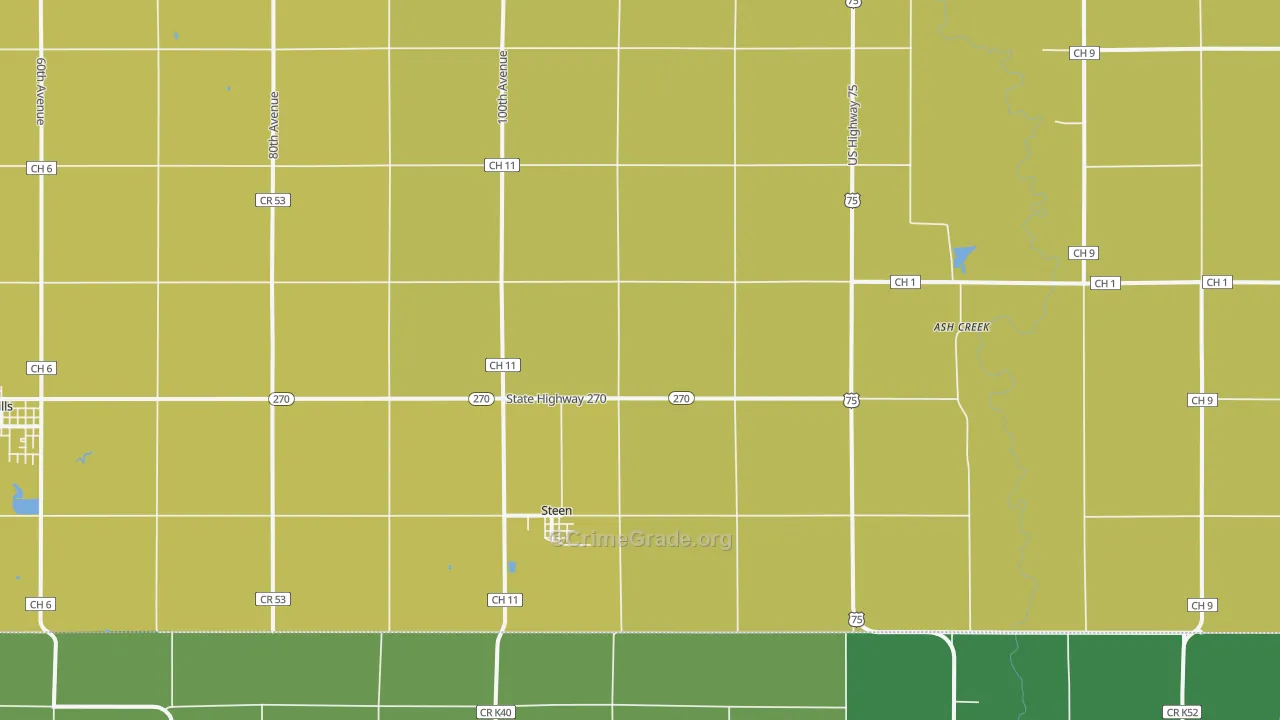 Steen, MN Map of Theft Rates