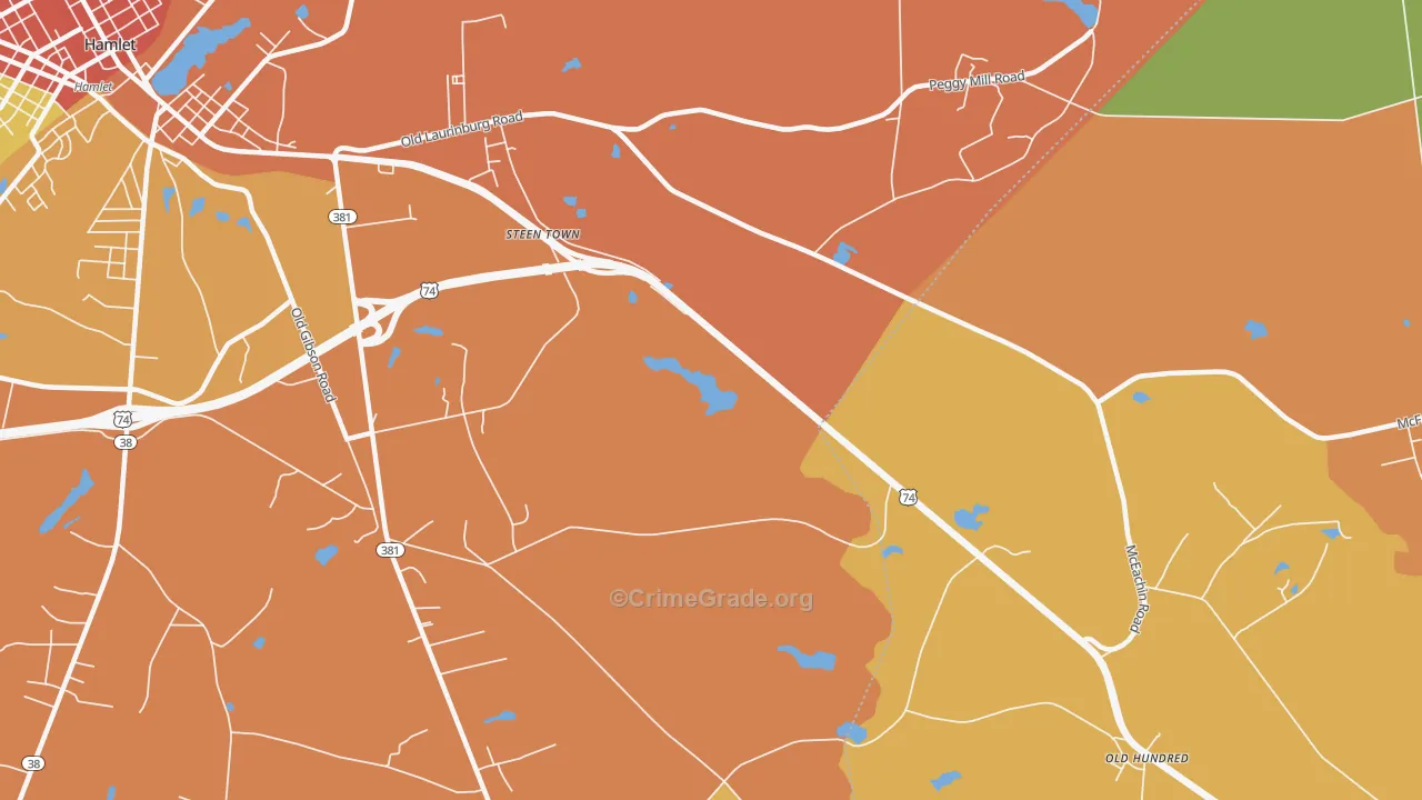 Steen Town, NC Map of Theft Rates