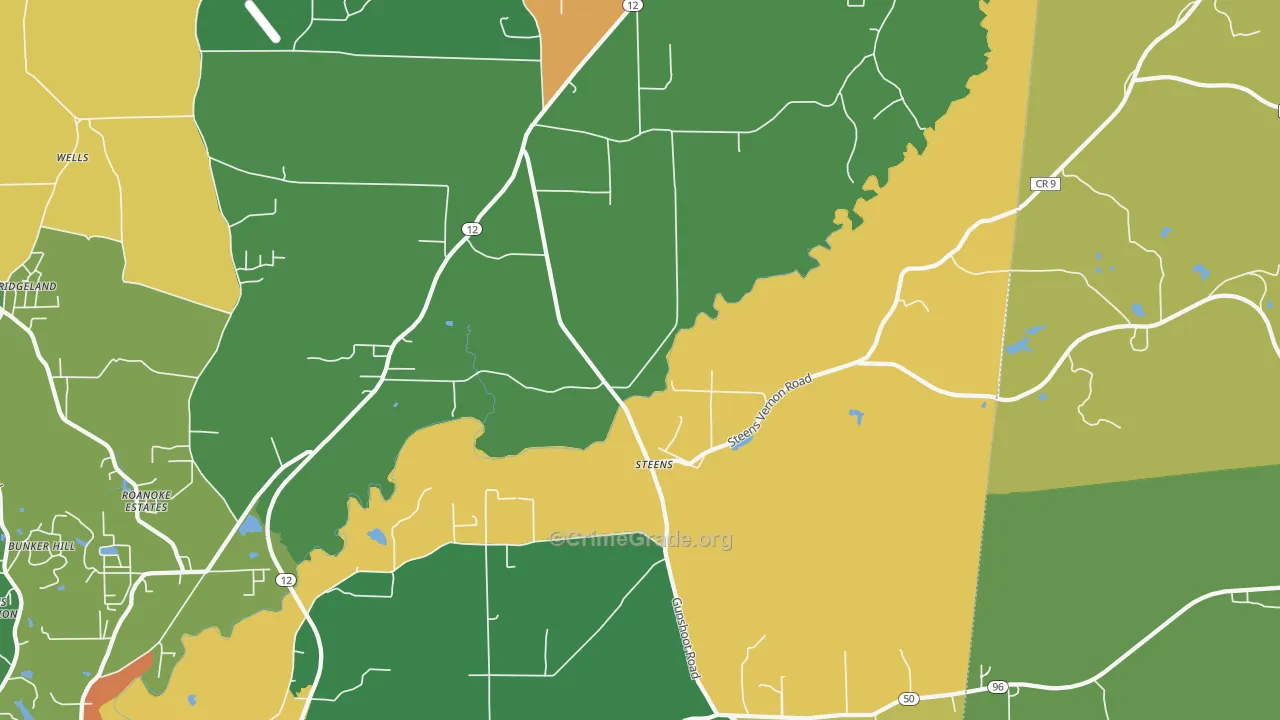 Steens, MS Map of Theft Rates