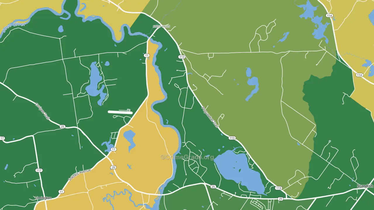 Steep Falls, ME Map of Theft Rates