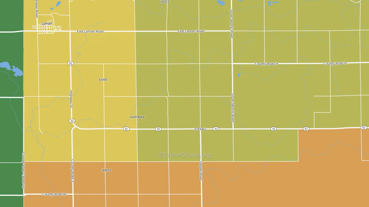 Stegall, NE Map of Theft Rates