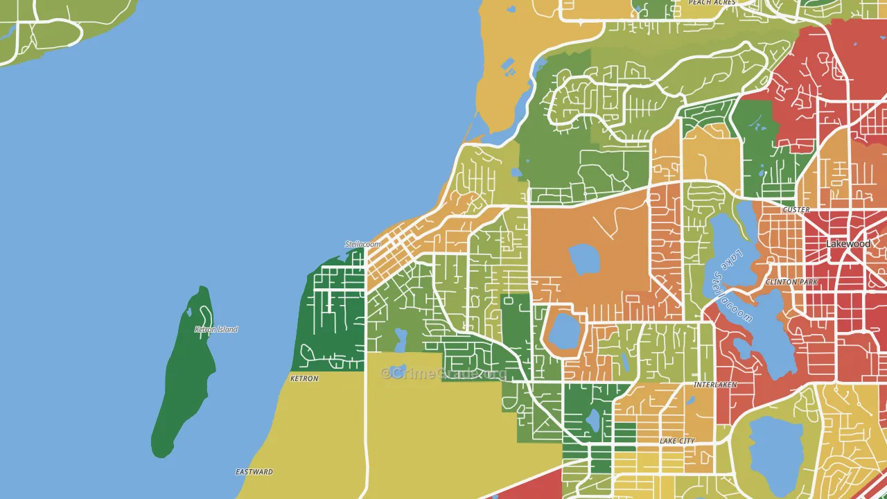 Steilacoom, WA Map of Theft Rates