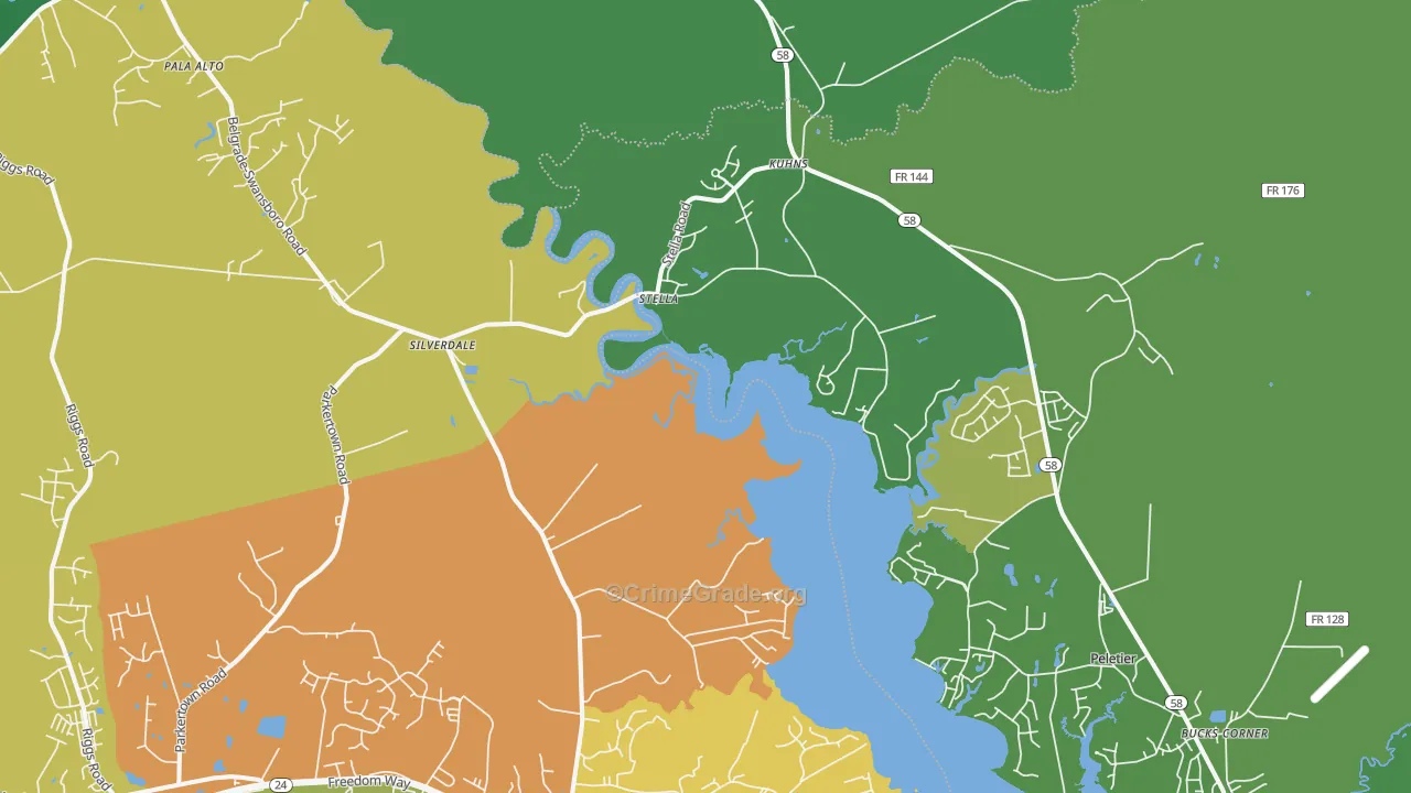 Stella, NC Map of Theft Rates