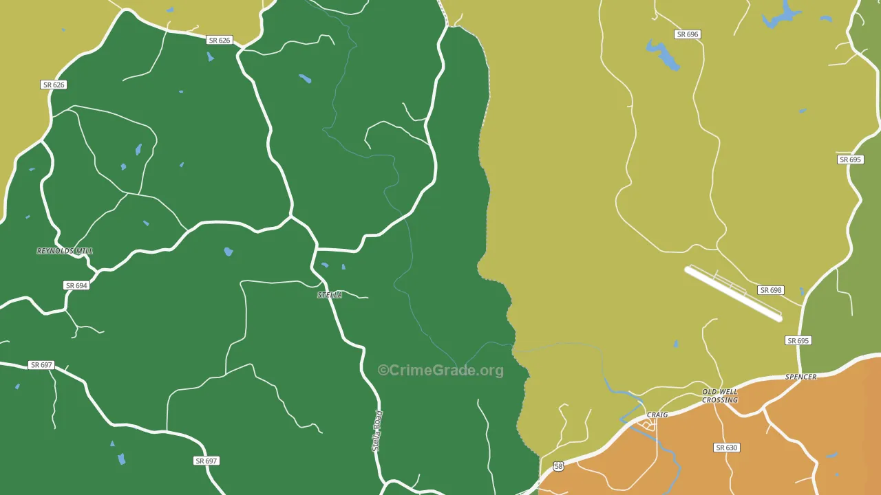Stella, VA Map of Theft Rates