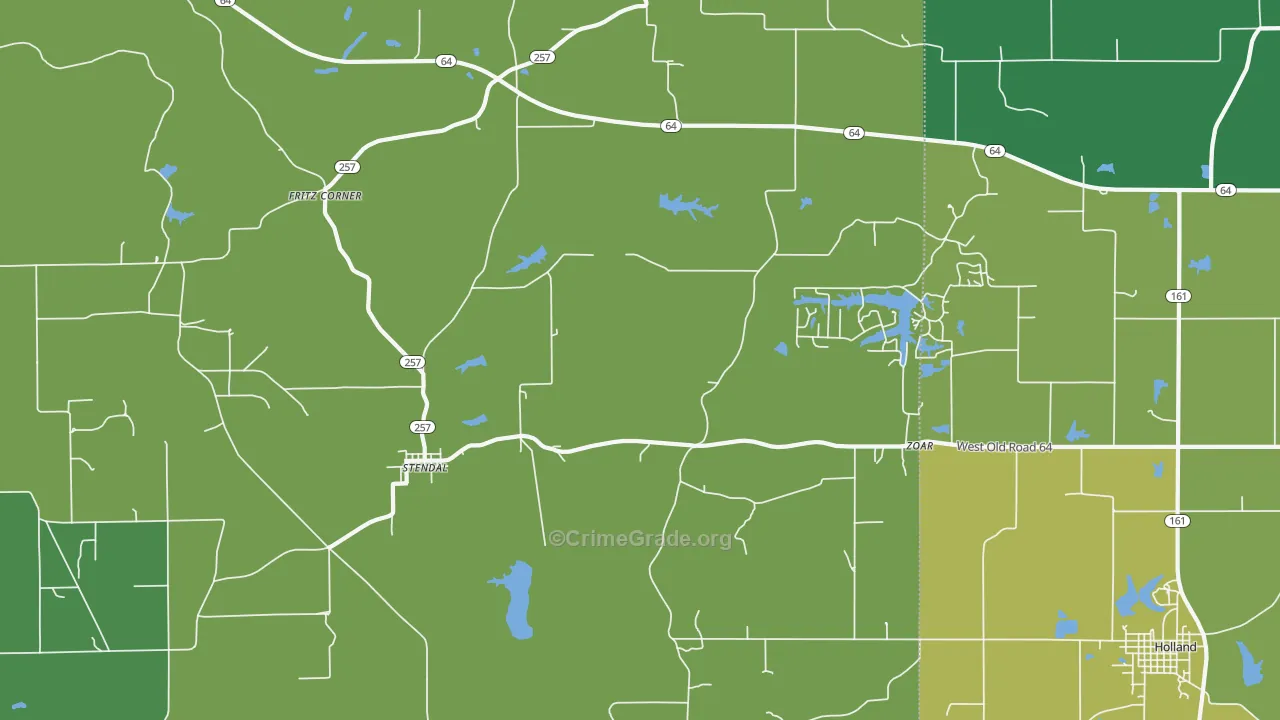 Stendal, IN Map of Theft Rates