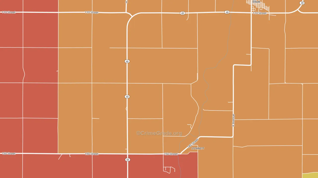 Stennett, IA Map of Theft Rates