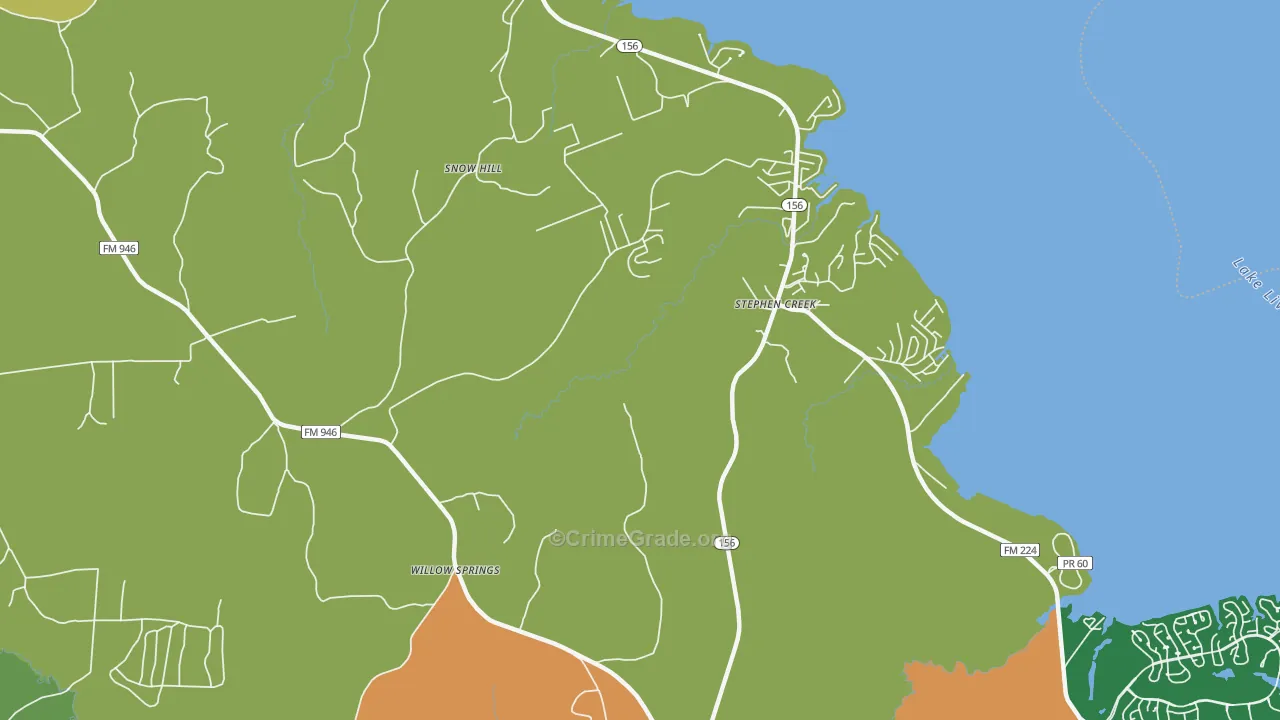 Stephen Creek, TX Map of Theft Rates