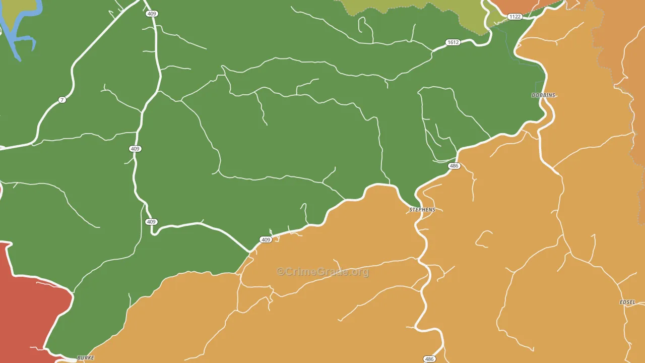 Stephens, KY Map of Theft Rates