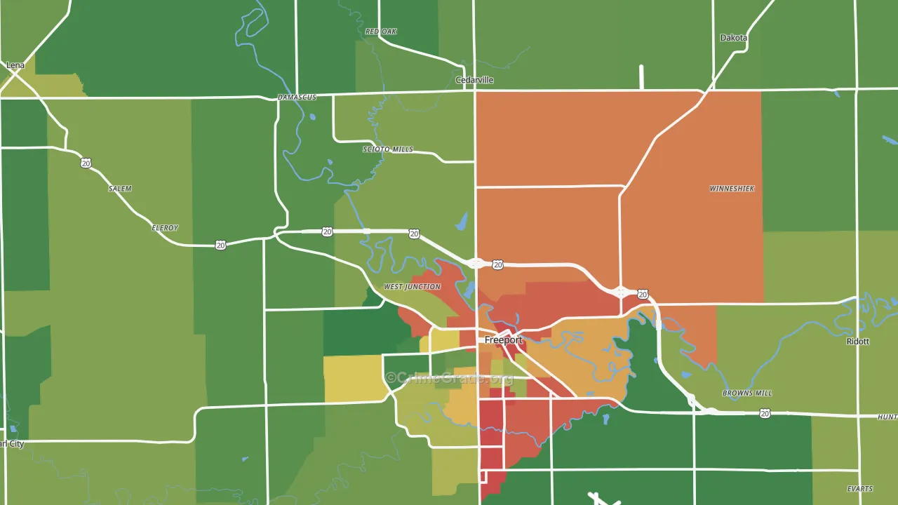 Stephenson County, IL Map of Theft Rates