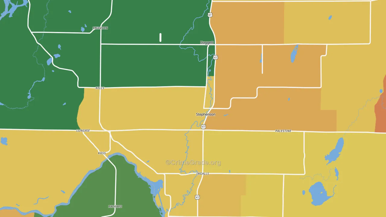 Stephenson, MI Map of Theft Rates