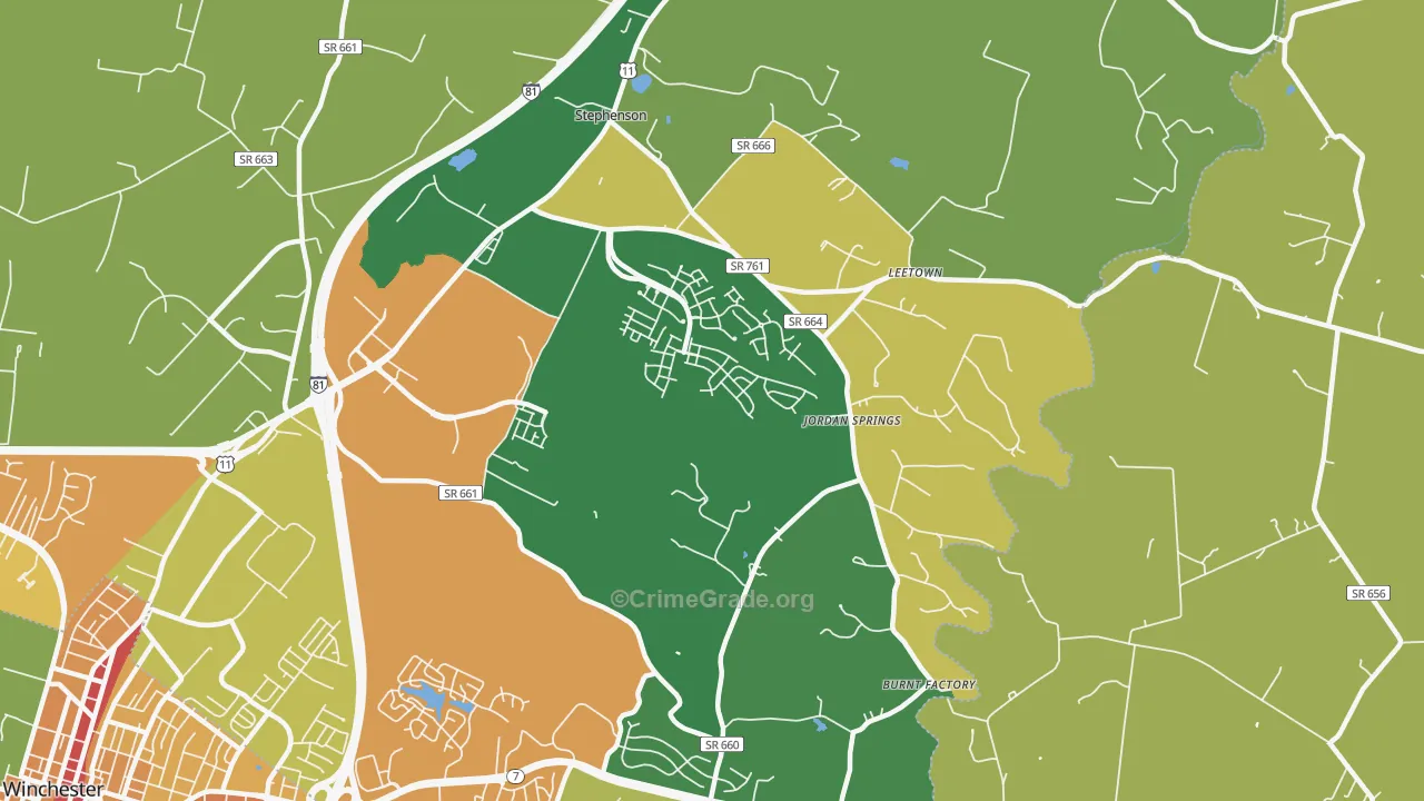 Stephenson, VA Map of Theft Rates