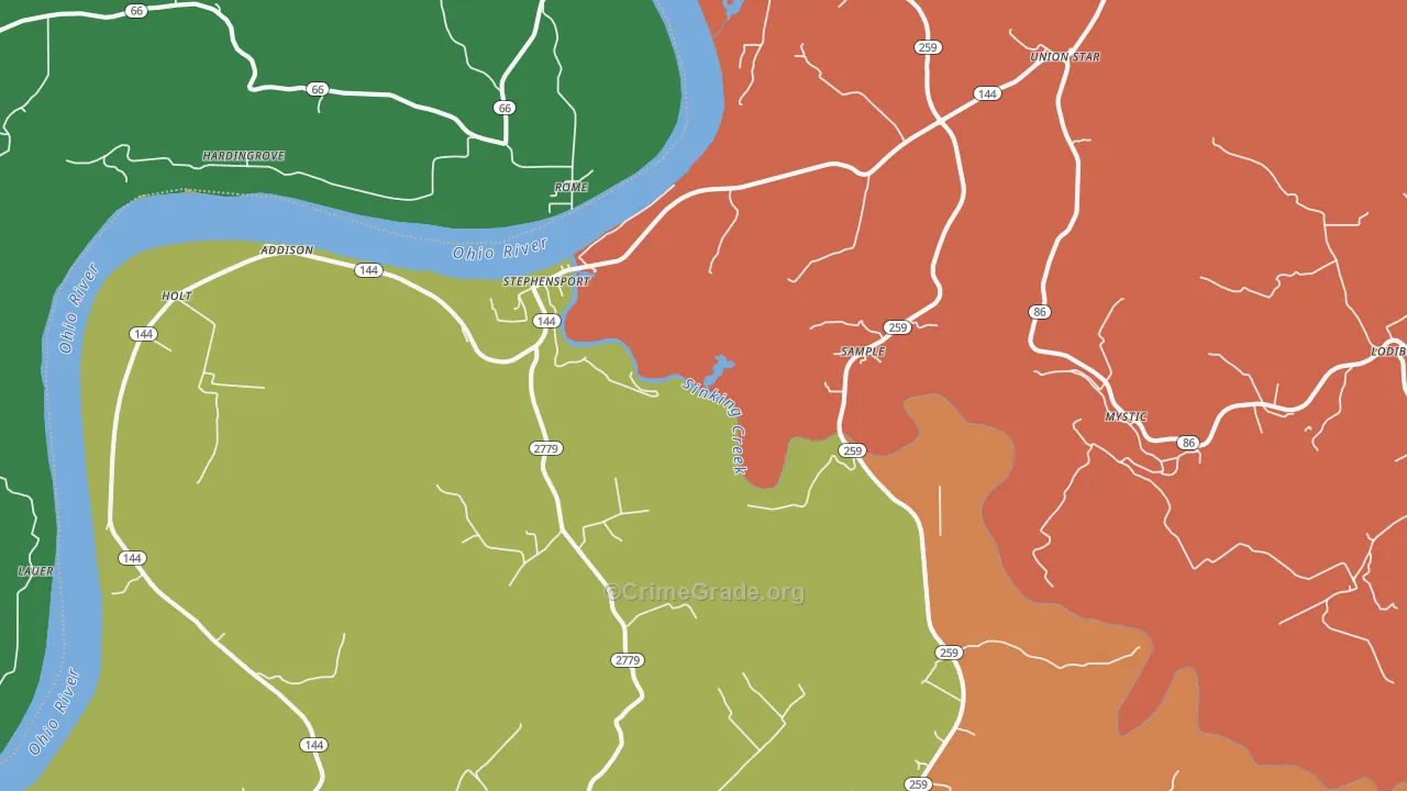 Stephensport, KY Map of Theft Rates