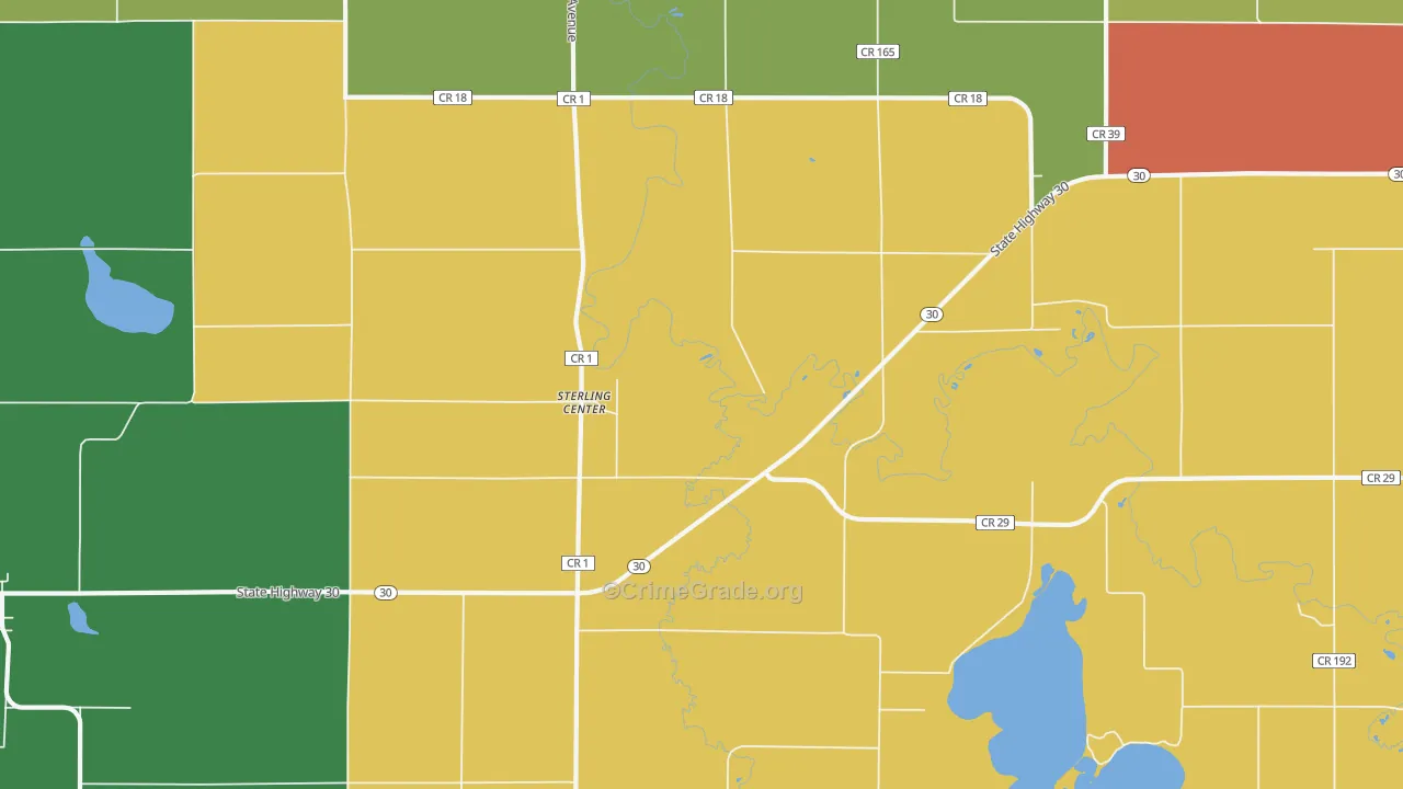 Sterling Center, MN Map of Theft Rates