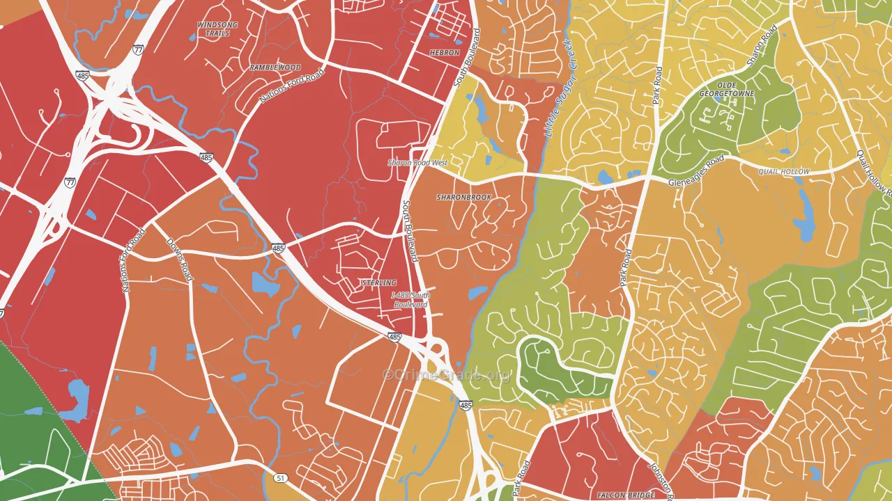 Sterling, Charlotte, NC Map of Theft Rates