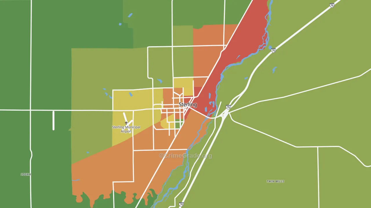 Sterling, CO Map of Theft Rates