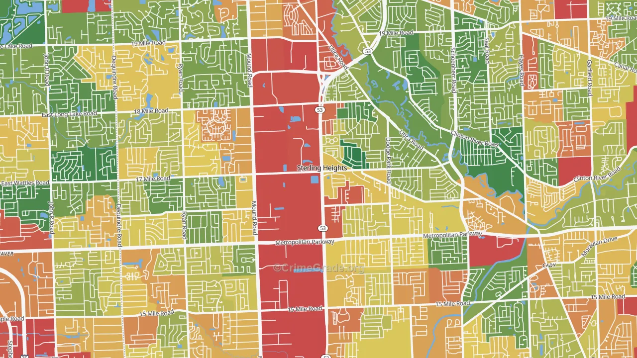 Sterling Heights, MI Map of Theft Rates