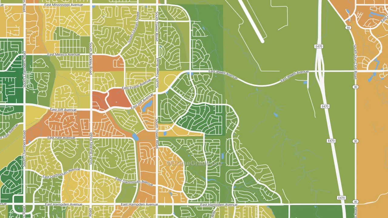 Sterling Hills, Aurora, CO Map of Theft Rates