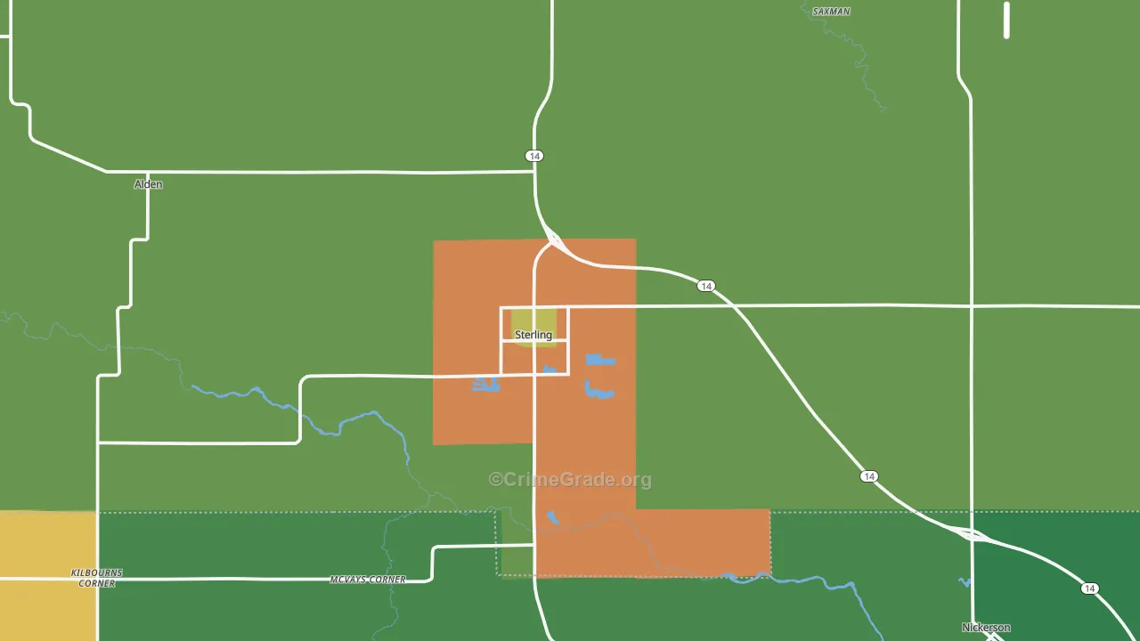 Sterling, KS Map of Theft Rates