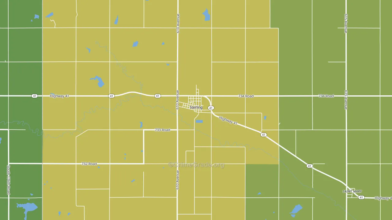 Sterling, NE Map of Theft Rates