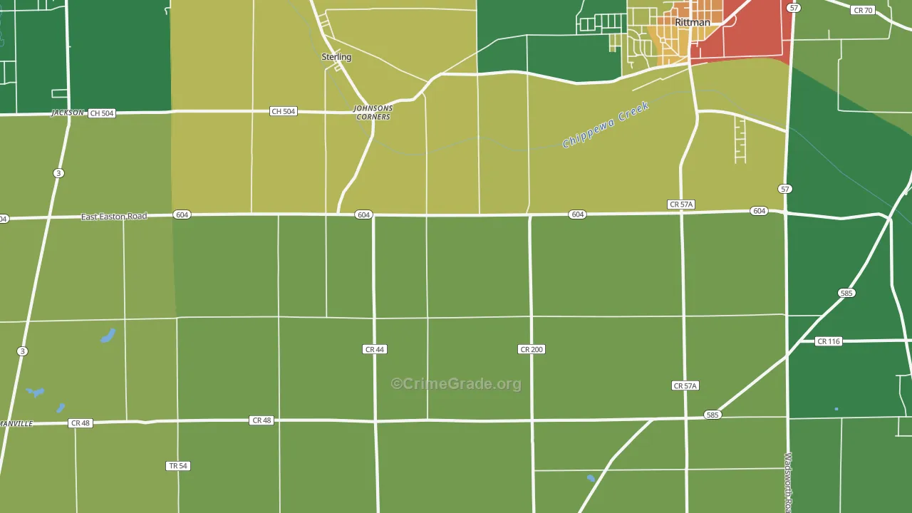 Sterling, OH Map of Theft Rates