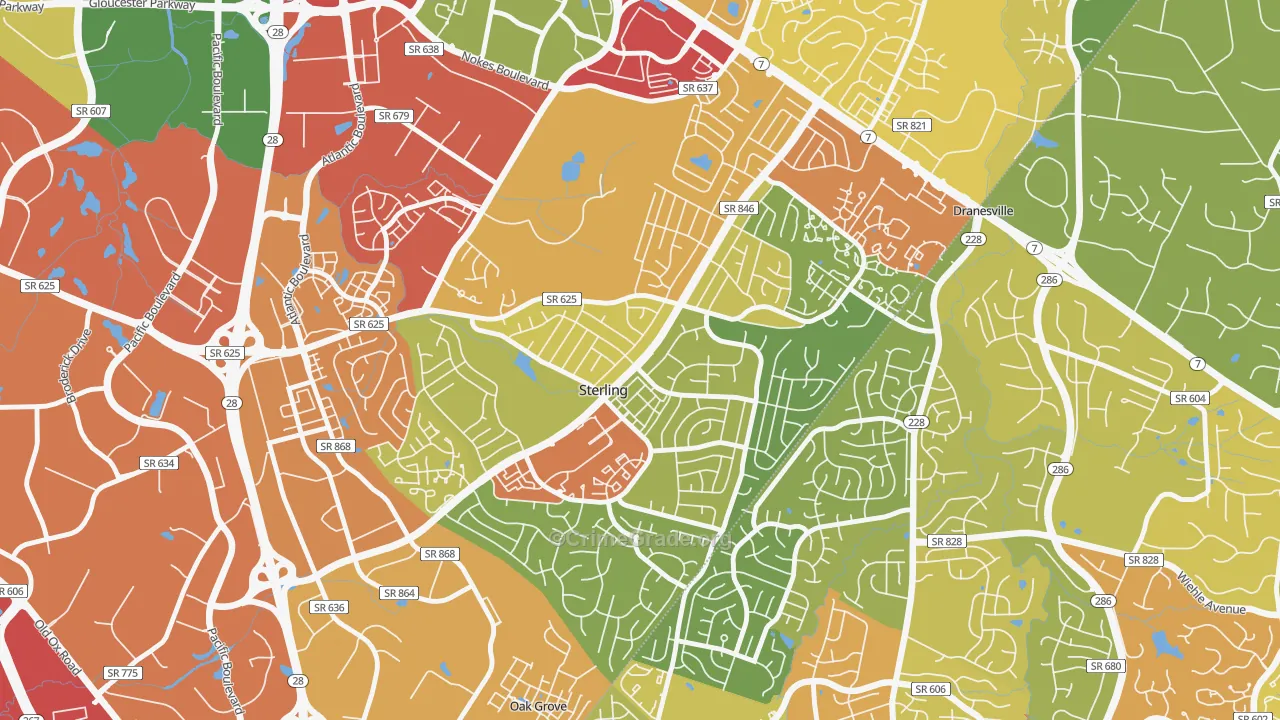 Sterling Park, Sterling, VA Map of Theft Rates