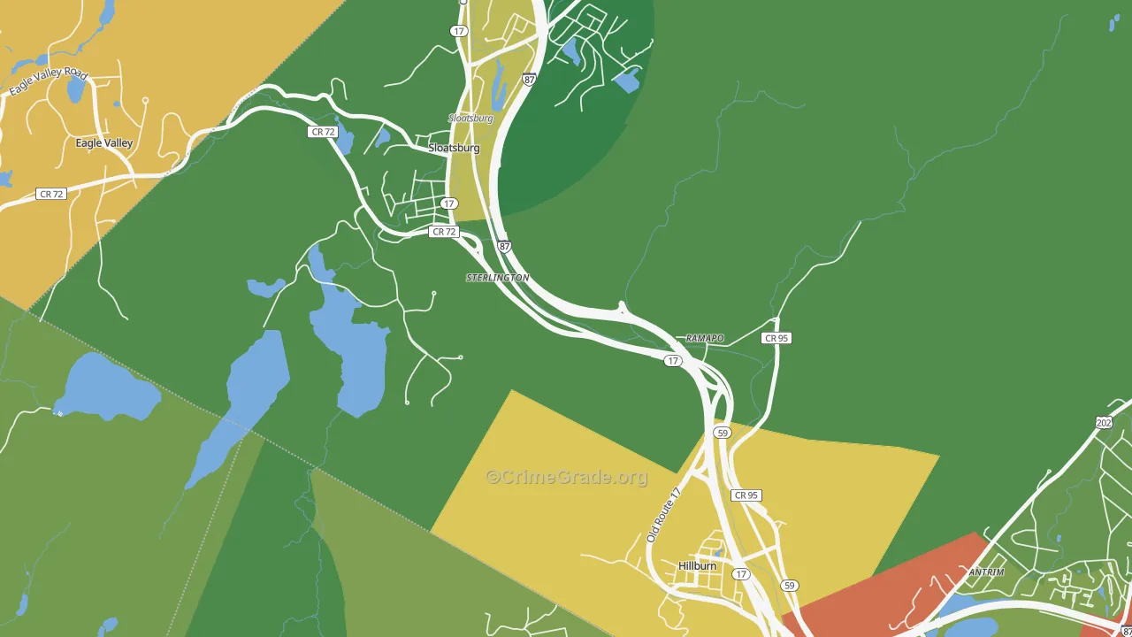 Sterlington, NY Map of Theft Rates