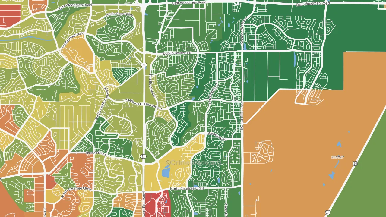 Stetson Hills, Colorado Springs, CO Map of Theft Rates
