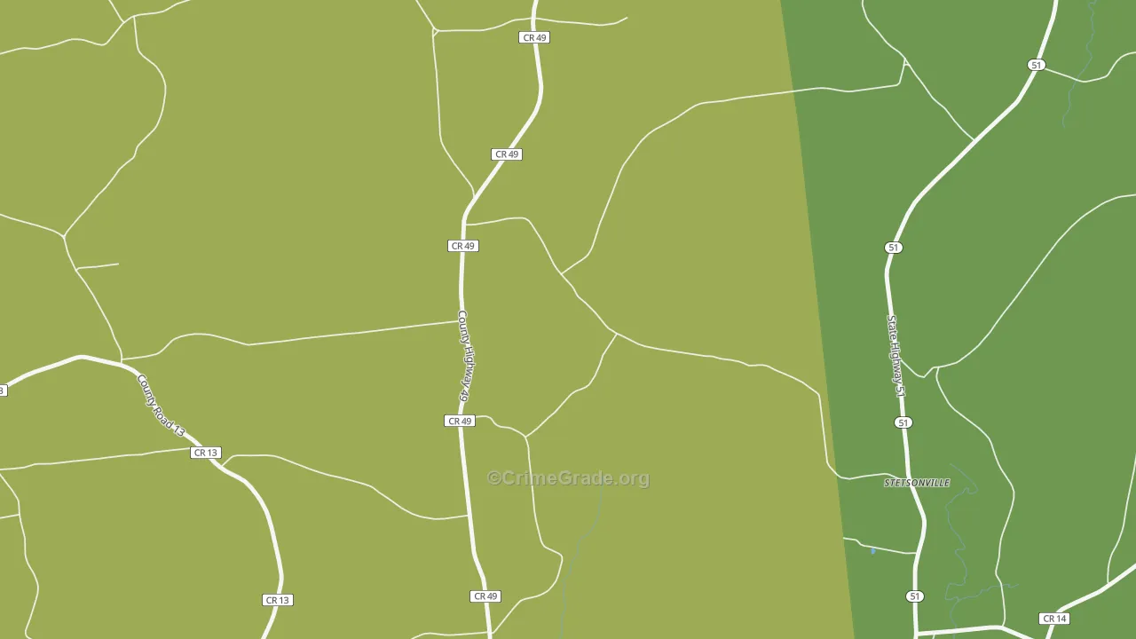 Stetsonville, NY Map of Theft Rates