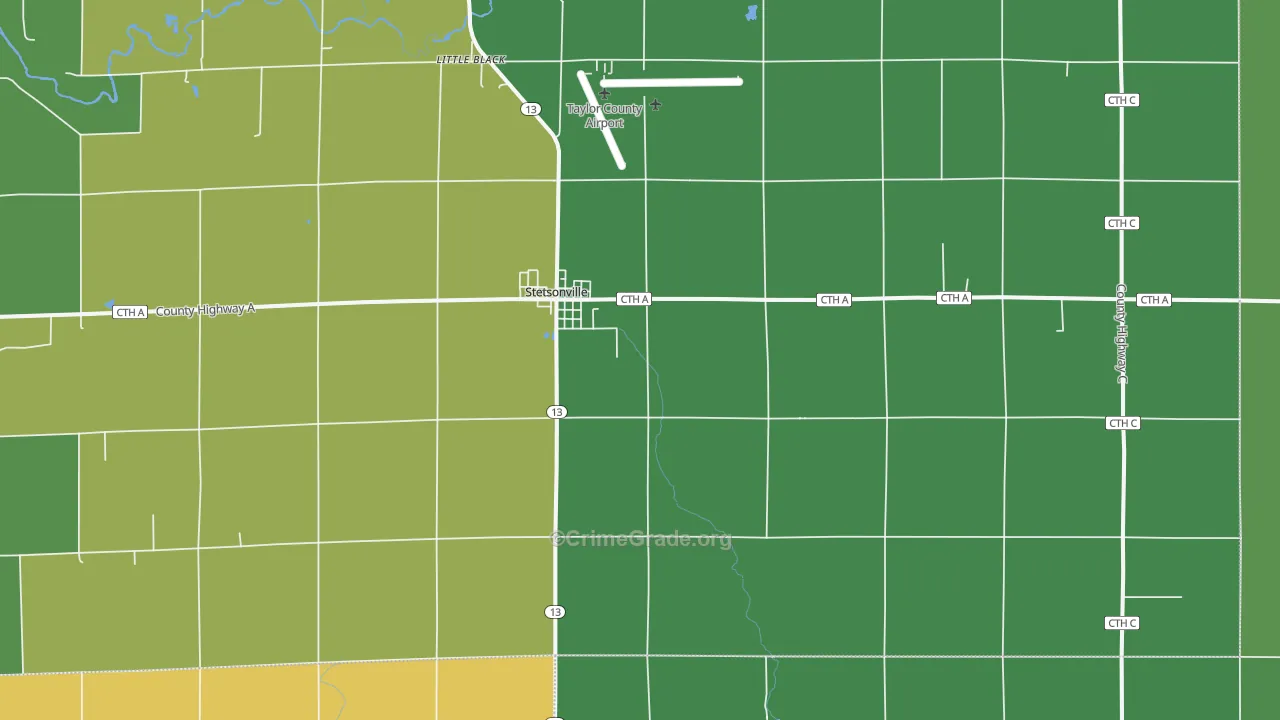 Stetsonville, WI Map of Theft Rates